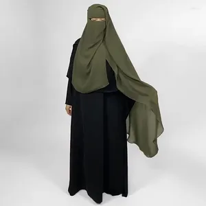 Ropa étnica Chiffon niqab eid liviano cubierta de cara transpirable velo khimar ramadan al por mayor redondeado largo hijab para mujeres musulmanas