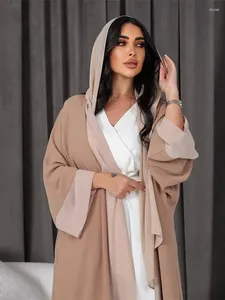 Etnische kleding Chiffon Open Kimono Abaya Dubai Luxe 2024 Zomer Turkije Moslim Kaftan Modest Jurk Islam Kebaya voor vrouwen gewaad Femme