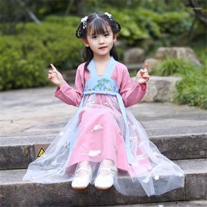 Etnische kleding Kinderkinderen Hanfu Girls Chinese stijl Tangpak Little Girl -kostuum Babyjurk Zoete en elegante gewaad Chinoise 2023