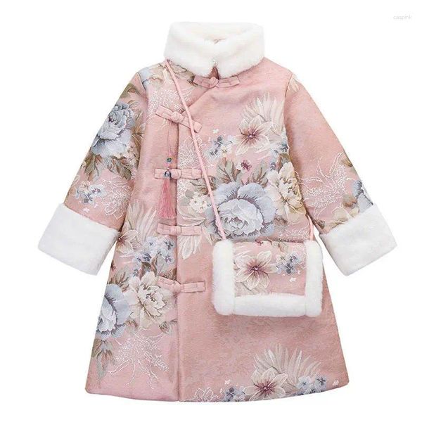 Vêtements ethniques Enfants Année Costume Hiver Épais Cheongsam Robe Filles Enfants Cosplay Chinois Antique Pour 2-15T