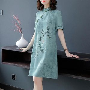 Vêtements ethniques Chine Traditionnelle Élégante Cheongsam Robes Robe Orientale Styles Chinois Vintage Femmes Hanfu Midi Qipao Tang Suit267D