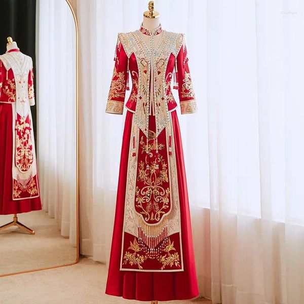 Vêtements ethniques Chine Tendance traditionnelle Hanfu Xiuhe Costume Cérémonie de mariage oriental Porter une robe de mariée chinoise classique antique unique