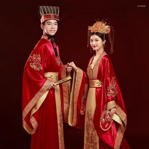 Ethnische Kleidung Chinesische Braut Antikes Hochzeitskleid Luxus Mädchen Hanfu Paar Kleidungsstück Bräutigam Themenoutfit Traditionelles Xiuhe-Kostüm