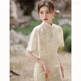 Etnische kleding Chinese Cheongsam Qipao Traditioneel 2024 Verbeterd Meisjes Zomer Elegant Bloemen Jong Lange Stijl Moderne Jurk