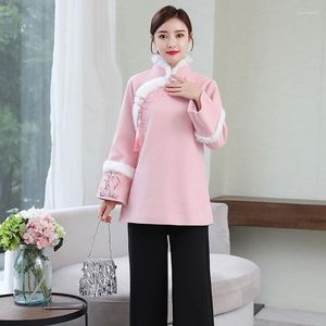 Vêtements ethniques chinois Cheongsam hauts pour femmes manteaux hiver 2023 automne année Costume mode vêtements Shanghai Tang 12023