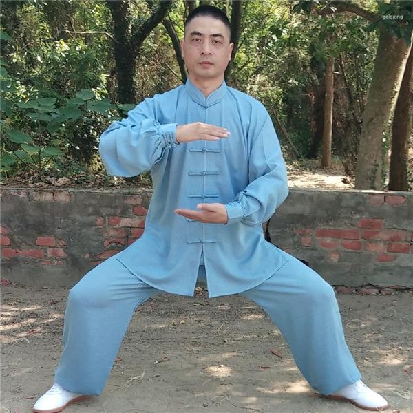 Ropa étnica Algodón chino y lino Tai Ji Traje Uniforme Verano Mediana edad Ancianos Artes marciales Práctica masculina Taijiquan Mujer