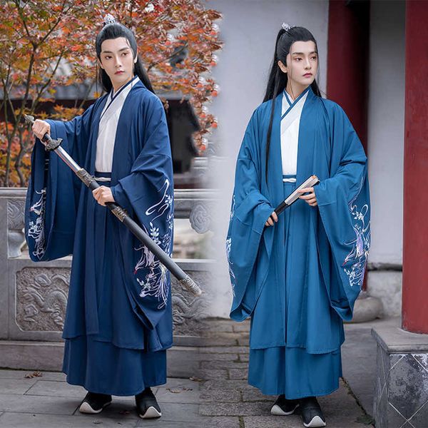 Ropa étnica Vestido chino Antiguo Negro Coreano Hanfu Vestidos Estilo chino Danza folclórica Cosplay Kimono Artes marciales tradicionales para hombres Viene G230428