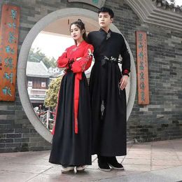 Etnische kleding Chinese kleding man paar zwart rood hanfu vrouwelijk retro traditionele borduurkostuum mannen tang dynastie klassieke podiumkleding