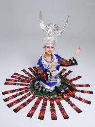 Vêtements ethniques Chinois Guizhou Miao Costumes Minorité Femelle Adulte Tujia Danse Performance Folk Costume Argent Bijoux Cosplay Anime