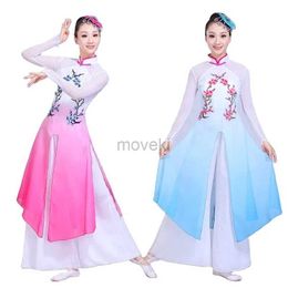 Vêtements ethniques Chinois Hanfu Costume National Dance Robe Chorus Plum Blossom Song Classical Yangge Group Fan Performance Femme Jupe longue D240419