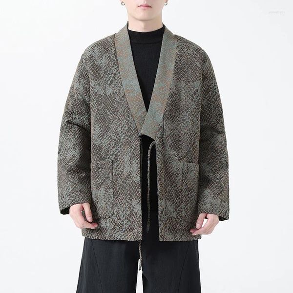 Vêtements ethniques Chinois Hanfu Taoist Robe Style Homme Rétro Python Jacquard Robe à manches longues Printemps / Automne Manteau lâche