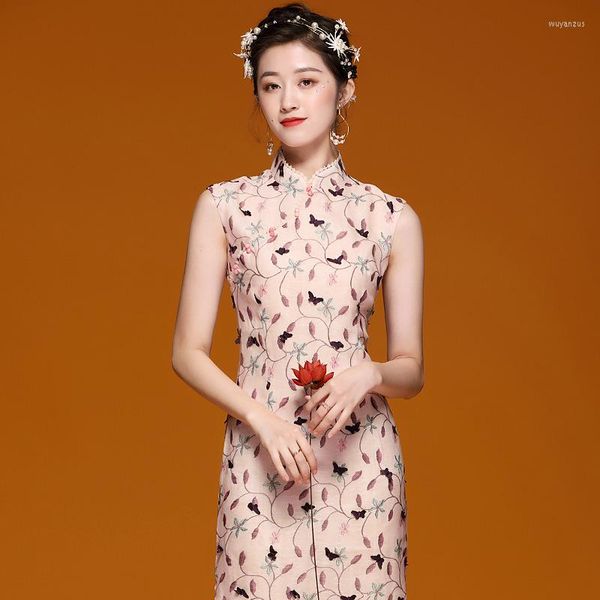 Vêtements ethniques Style chinois Cheongsam 2023 été rétro mi-longueur version améliorée robe tempérament dames élégantes jeunes adolescentes