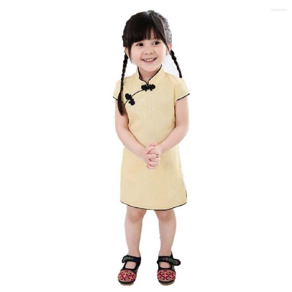 Ropa étnica Vestido de estilo chino Ropa de bebé niña Vestidos de verano Infantis QIPAO Cheongsam Chi-pao