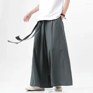 Vêtements ethniques Style chinois Harajuku Lin Coton Pantalon Homme Japonais Kimono Mâle Streetwear Été Rétro Pantalon Lâche À Jambes Larges