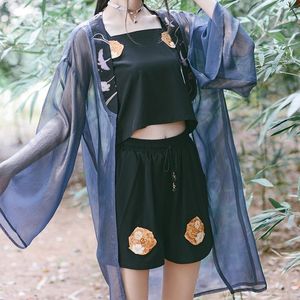 Ropa étnica estilo chino Harakuju, cárdigan para mujer, verano 2021, traje Tang fino, Tops de China, camisa Vintage informal holgada, Hanfu KK3649