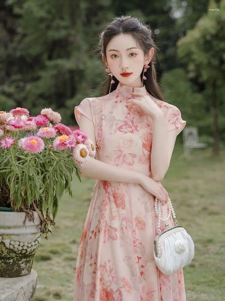 Vêtements ethniques Style chinois Jupe Cheongsam améliorée Conception de niche Robe française haut de gamme et exquise