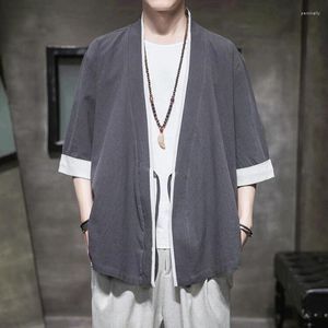 Vêtements ethniques Style chinois vêtements en lin hommes Kimono Cardigan traditionnel Yukata japonais samouraï décontracté asiatique 30357