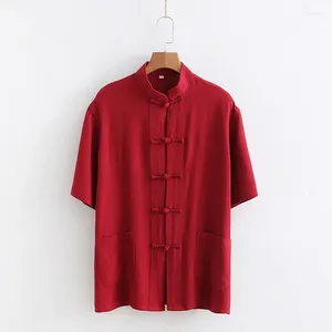 Vêtements ethniques Style chinois Collier debout bouton haut haut de couleur solide Couleur solide lâche décontractée Hanfu Shirt Martial Arts Practice vêtements pour femmes