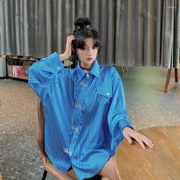 Vêtements ethniques Style chinois Femmes Blouses 2024 Mode Chemises asiatiques Boutons Mandarin Collier Oriental Chemise Oversize Femme 11494