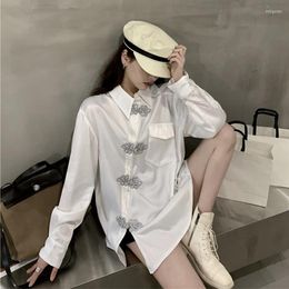 Vêtements ethniques Style chinois femmes mode 2022 Streetwear asiatique Harakuju chemises boutons irréguliers Vintage Blouse et haut