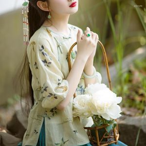 Vêtements ethniques chinois haut femmes traditionnel Hanfu Vintage élégant Chine Style Qipao hauts été chemise lâche décontracté court fille Blouses 2023