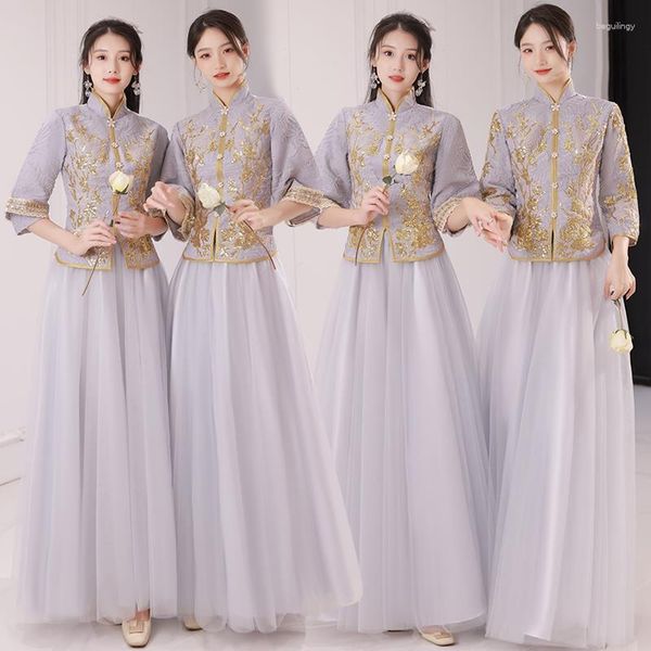 Ropa étnica Vestido tradicional chino Cheongsam 2023 Vestidos de dama de honor Traje Tang Hanfu Conjuntos Ao Dai Vietnam Qipao moderno para boda