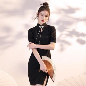 Vêtements ethniques Vêtements traditionnels chinois Femmes Sexy Cheongsam Boutons à manches courtes Qipao Retro Slit Dress Fashion Elegant Lady Party