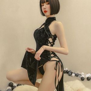 Ropa étnica vestido tradicional chino lencería sexy mini vendaje bodycon porno negro ropa interior mujeres sexo erótico ropa de dormir noche