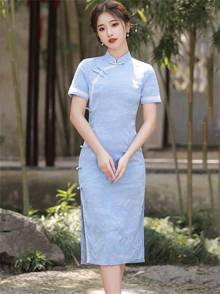 Vêtements ethniques Robe traditionnelle chinoise Rétro Amélioré Cheongsams Oriental Été Femmes Manches courtes Qipao