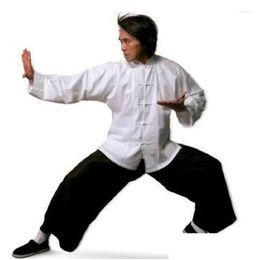 Etnische kleding Chinese traditionele katoenen Tangpak met lange mouwen Wu Shu Tai Chi Top Shaolin Wing Chun Shirt Kostuums Vechtsporten Drop Oteva