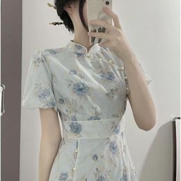 Vêtements ethniques chinois traditionnel Qipao rétro Cheongsam robe florale femme été doux élégant 2023 pour les jeunes filles