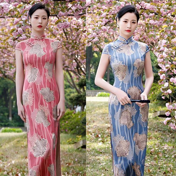 Vêtements ethniques chinois traditionnel femme Cheongsam mariage Floral rétro robe femmes soie Satin élégant Qipao Vintage Slim robes pour