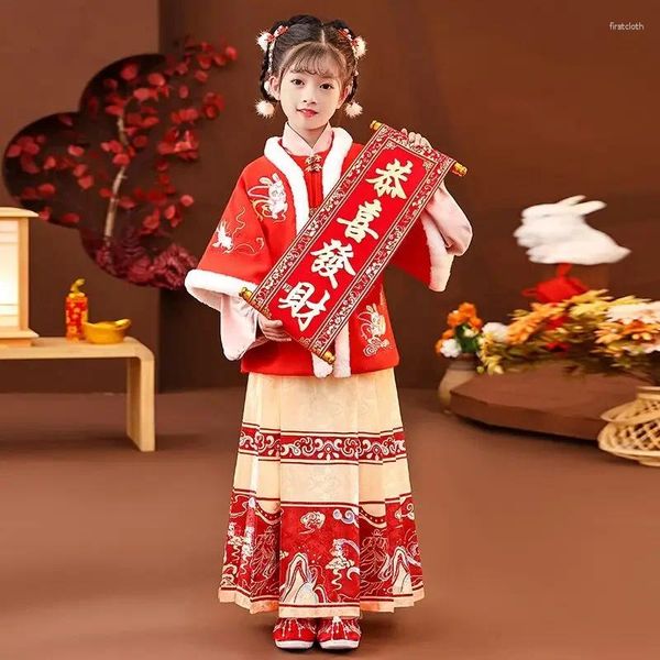 Vêtements ethniques Vêtements de l'année chinoise 2024 Filles Tang Costumes Enfants Robe Hanfu Costumes de danse folklorique traditionnelle