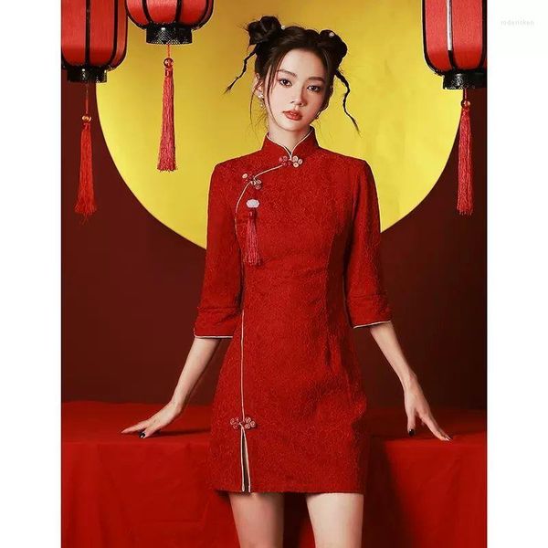 Ropa étnica vestida de año chino para niñas mini sexy qipao vestidos fiesta tradicional damas cheongsam clásica novia tostada de boda ropa