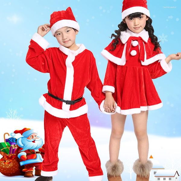 Vêtements ethniques Costume de Noël Garçons et filles Performance pour enfants Porter des costumes de père Noël