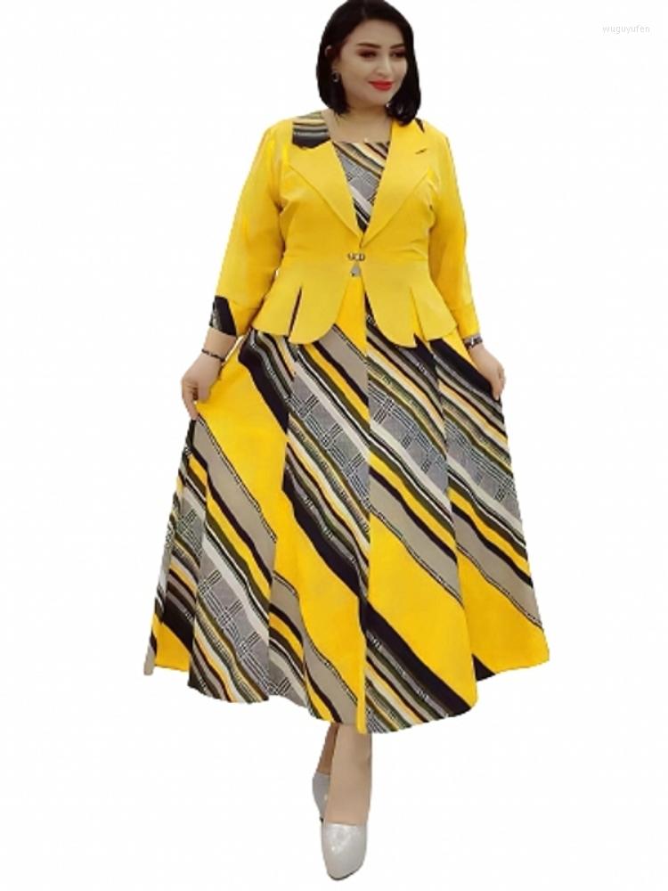 Ubranie etniczne Święta Bożego Narodzenia Dwuczęściowa sukienka z płaszczem Afrykańskie sukienki dla kobiet xl-4xl plus size dashiki szatę femme ubrania imprezowe