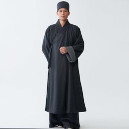 Vêtements ethniques Ciyuan Monk Vêtements Hommes et Femmes Hiver Chaud Laine Épaissi Coton Double Couche Méditation Long Manteau Court