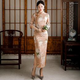 Vêtements ethniques Cheongsam haut de gamme classique pour banquet de mariage Robe chinoise traditionnelle de la mère élégante grande taille 4XL Vintage Femme