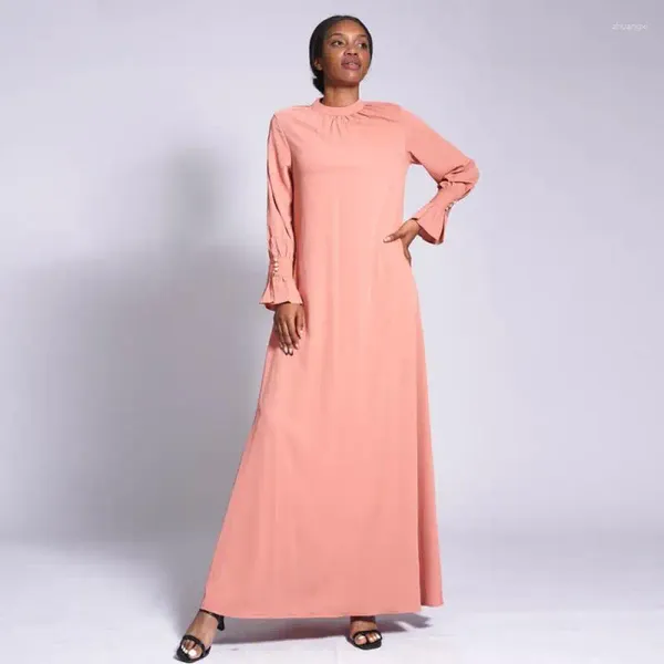 Vêtements ethniques Classique Simple Arabe Couleur Unie Robe Ramadan Eid Femmes Musulmanes Robe Dubaï Abaya Turquie Islamique Manches Longues Kaftan Femme