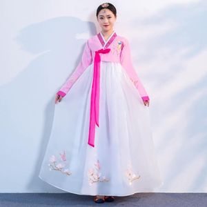 Etnische kleding klassieke vrouwen borduurjurk koninklijk traditionele hanbok yukata jurken Koreaanse stijl dames podiumshow jurk elegant dansen