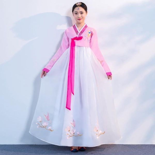 Vêtements ethniques Classique Femmes Broderie Robe Royale Traditionnelle Hanbok Yukata Robes Style Coréen Dames Spectacle De Scène Robe Danse Élégante