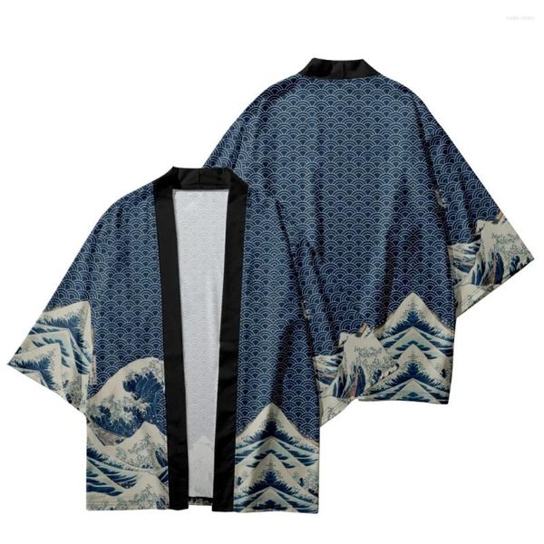 Vêtements ethniques Clouds Ocean Waves Imprimer Shirt traditionnel Haori Cosplay Kimono Femmes Men Japonais Streetwear asiatique Cardigan Yukata