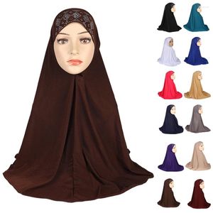 Etnische kleding comfortabele maat moslim amira hijab met strass op rug trek islamitische sjaalhoofd wikkel Arabische hoeden hoofddoek instant cap