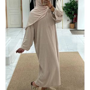 Vêtements ethniques Corduroy Abaya Hiver avec poche latérale épaisse chaude EID Ramadan islamique de haute qualité femmes musulmanes à manches longues robe modeste 231208