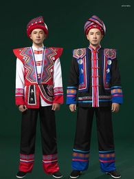 Ropa étnica Traje Masculino Guizhou Miao Yi Dong Yunnan Bai Tujia Yao Escenario Disfraces