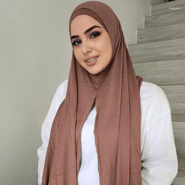 Vêtements ethniques Coton Hijab Point Stretch Jersey Écharpe Malaisie Châle Plaine Musulman Wraps Doux Turban Bandeau Foulard Eid Élégant 2023
