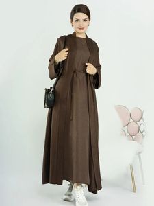 Vêtements ethniques Coton Lin Abaya Dubaï Turquie Musulman Dres's Kimono Solide Couleur Ramadan Eid Modest Hijabi Oufit Élégant Islamique 231208