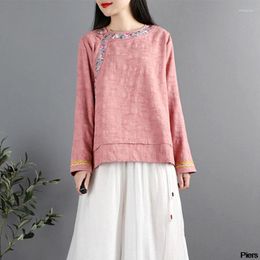 Etnische kleding katoen linnen Cheongsam top vrouwen printen retro Chinees stijl shirt Hanfu zen china traditionele tang suit blouses femme