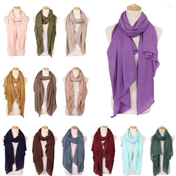 Vêtements ethniques Coton Winkle Écharpe Femmes Musulman Hijab Turban Crinkle Foulards Châles Wrap Foulard Bufandas Pashmina Foulard Turbante Mujer