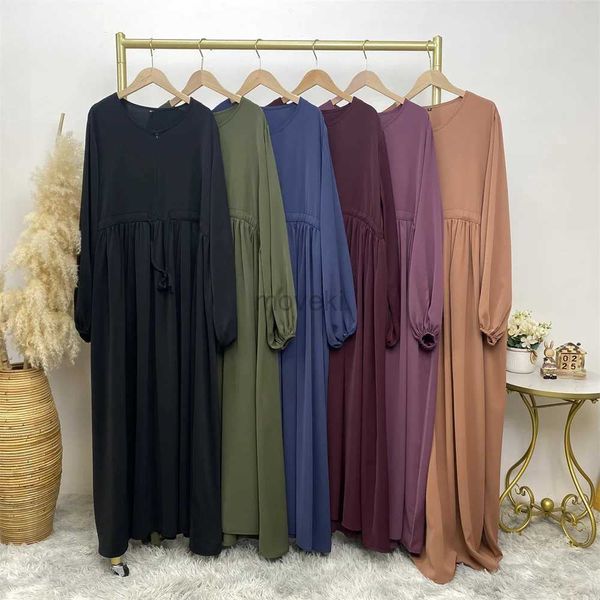 Ropa étnica de oración crepé nuevo vestido maxi moderno elegante eid ramadán modesto abaya manguito elástico islam mujer ropa musulmana d240419